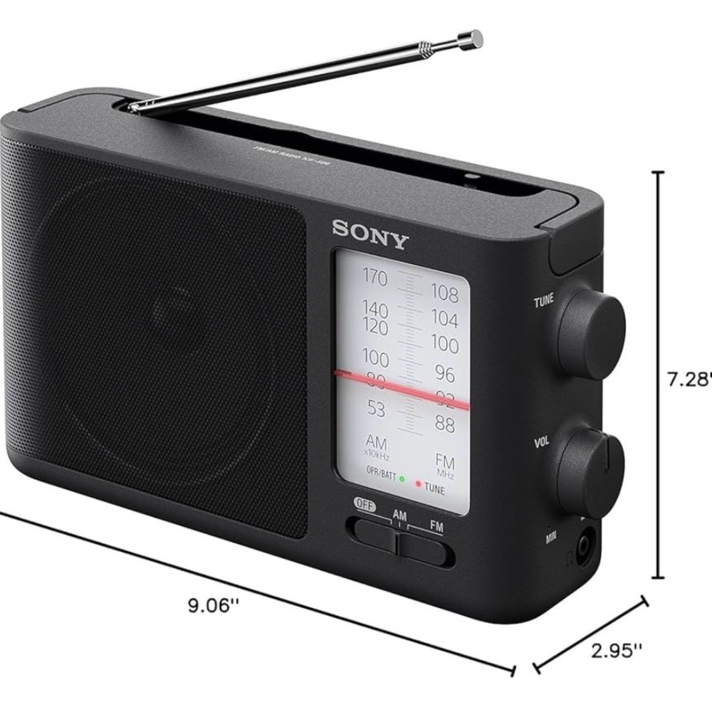 Sony Black AM/FM Portable Radio with Analog Tuner